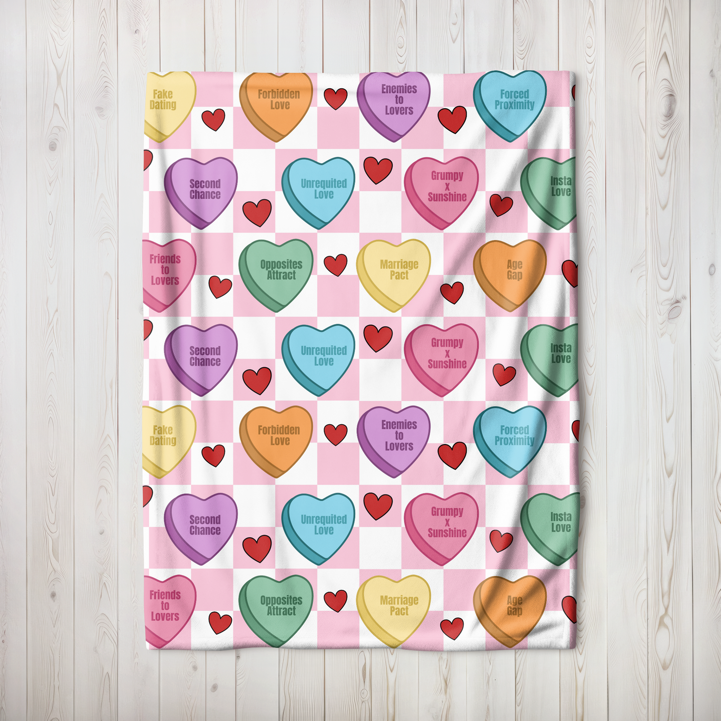 Valentines Day Blanket, Valentine Blanket, Conversation Candy Hearts Blanket, Romance Book Tropes, Gifts for Her