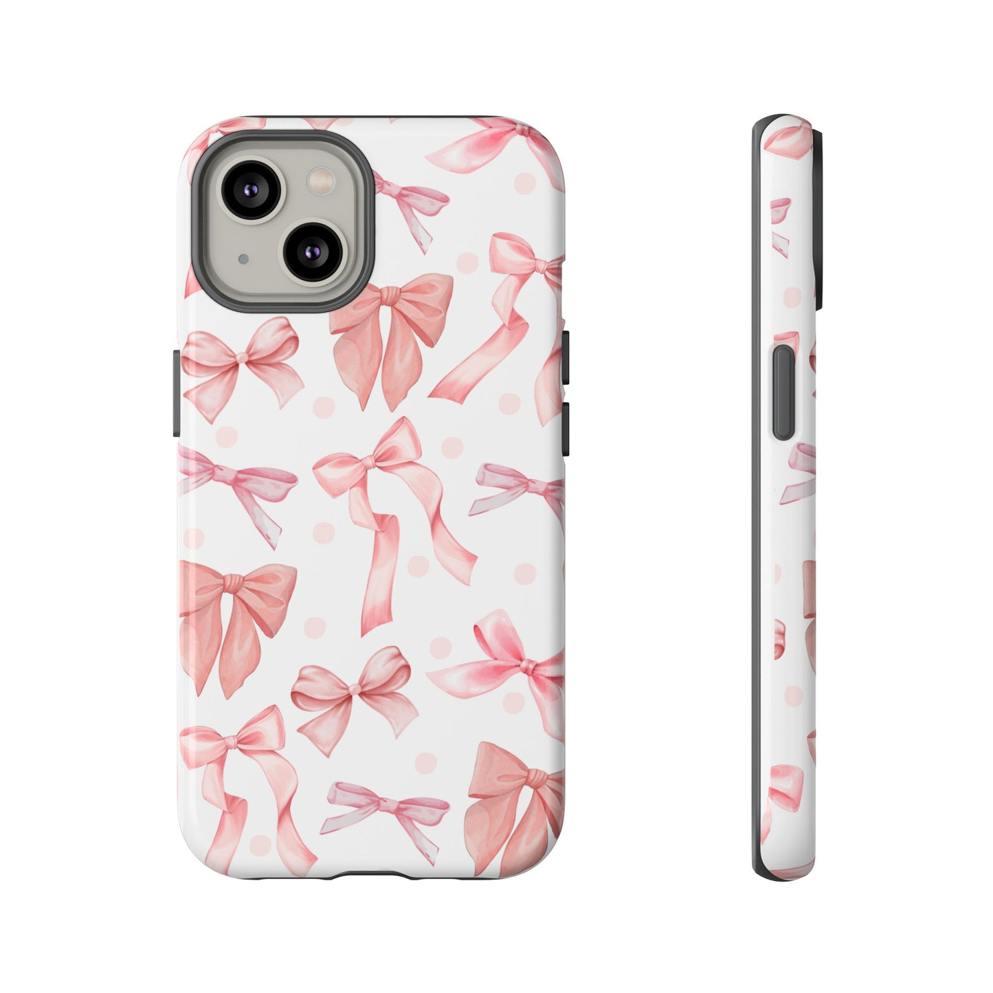 Pink Bows Iphone Phone Case, Polka Dot Bows, Cute Bow Pattern, Girly Phone Case