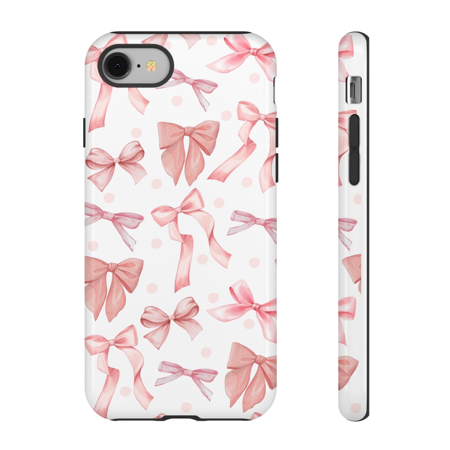 Pink Bows Iphone Phone Case, Polka Dot Bows, Cute Bow Pattern, Girly Phone Case