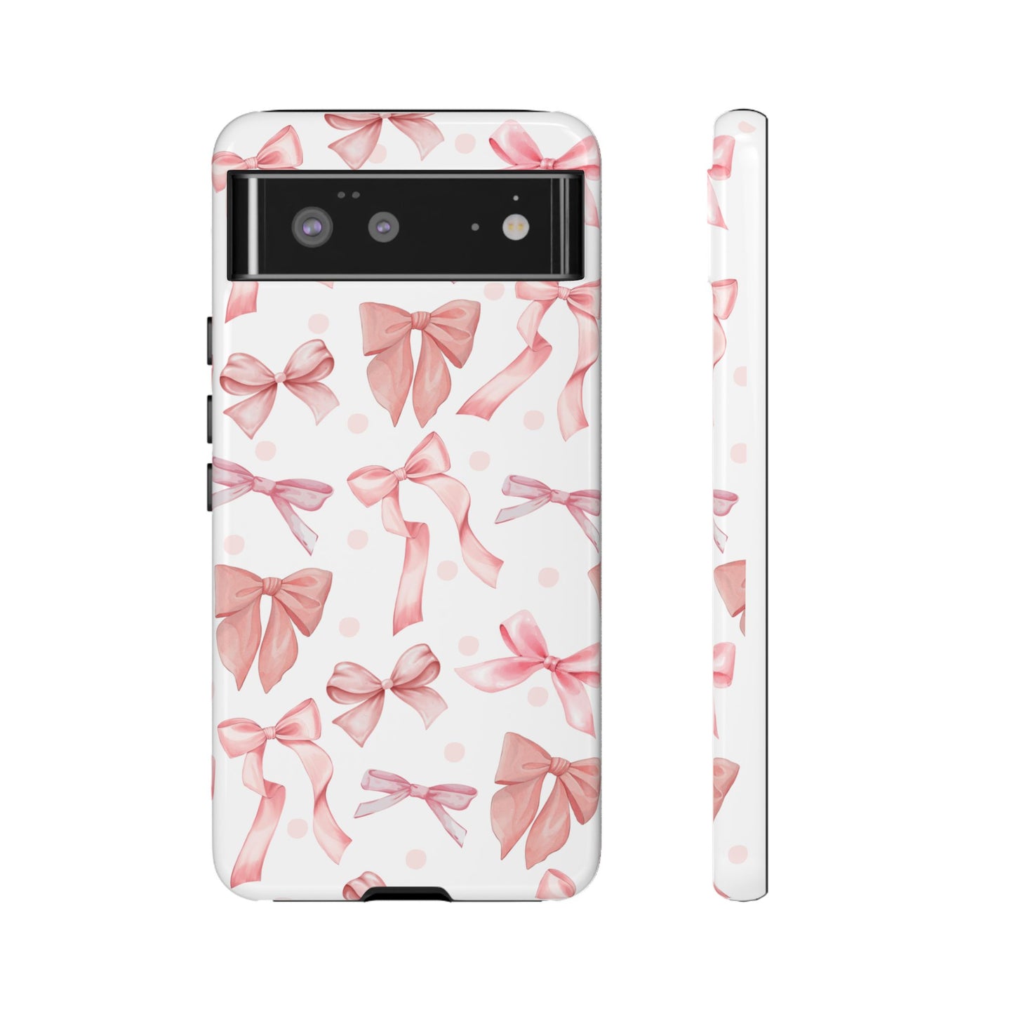 Pink Bows Iphone Phone Case, Polka Dot Bows, Cute Bow Pattern, Girly Phone Case