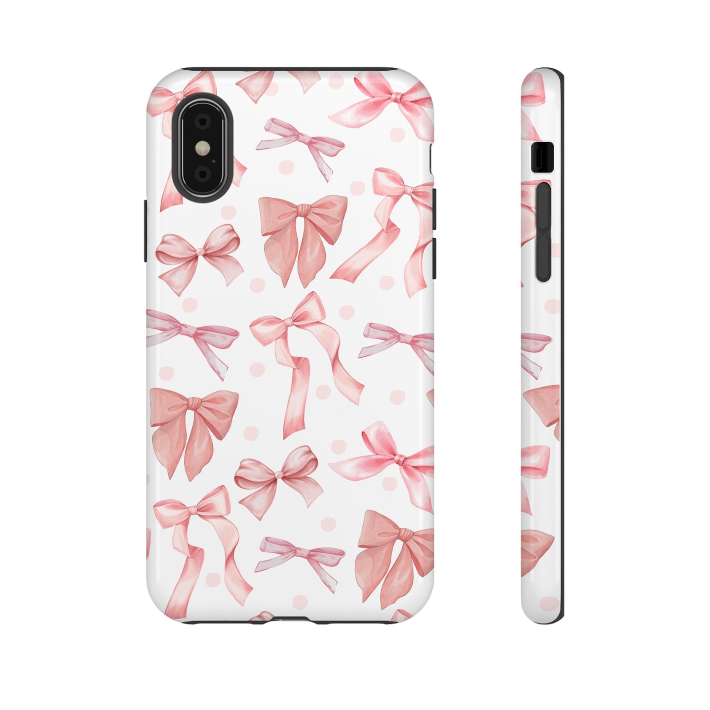 Pink Bows Iphone Phone Case, Polka Dot Bows, Cute Bow Pattern, Girly Phone Case