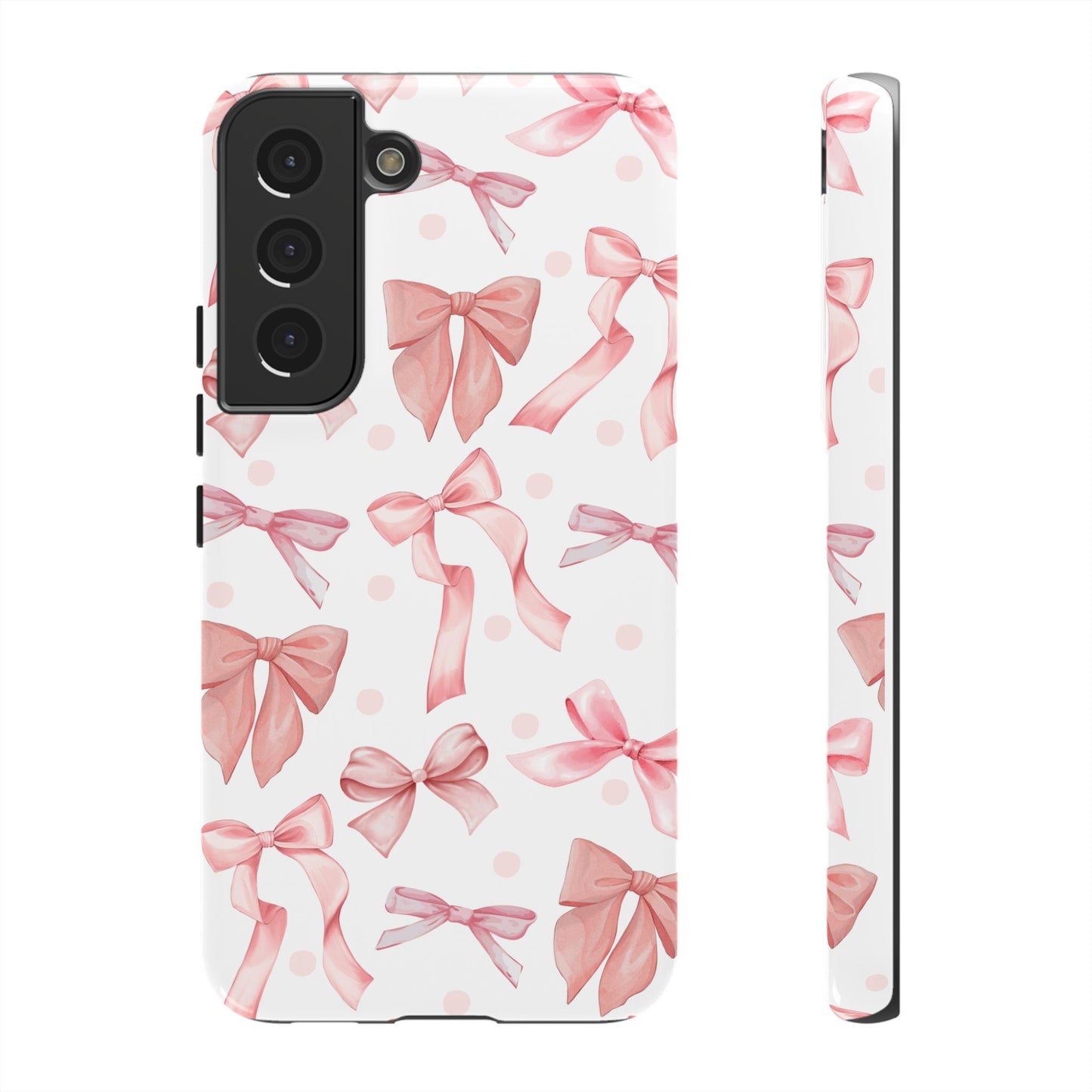 Pink Bows Iphone Phone Case, Polka Dot Bows, Cute Bow Pattern, Girly Phone Case