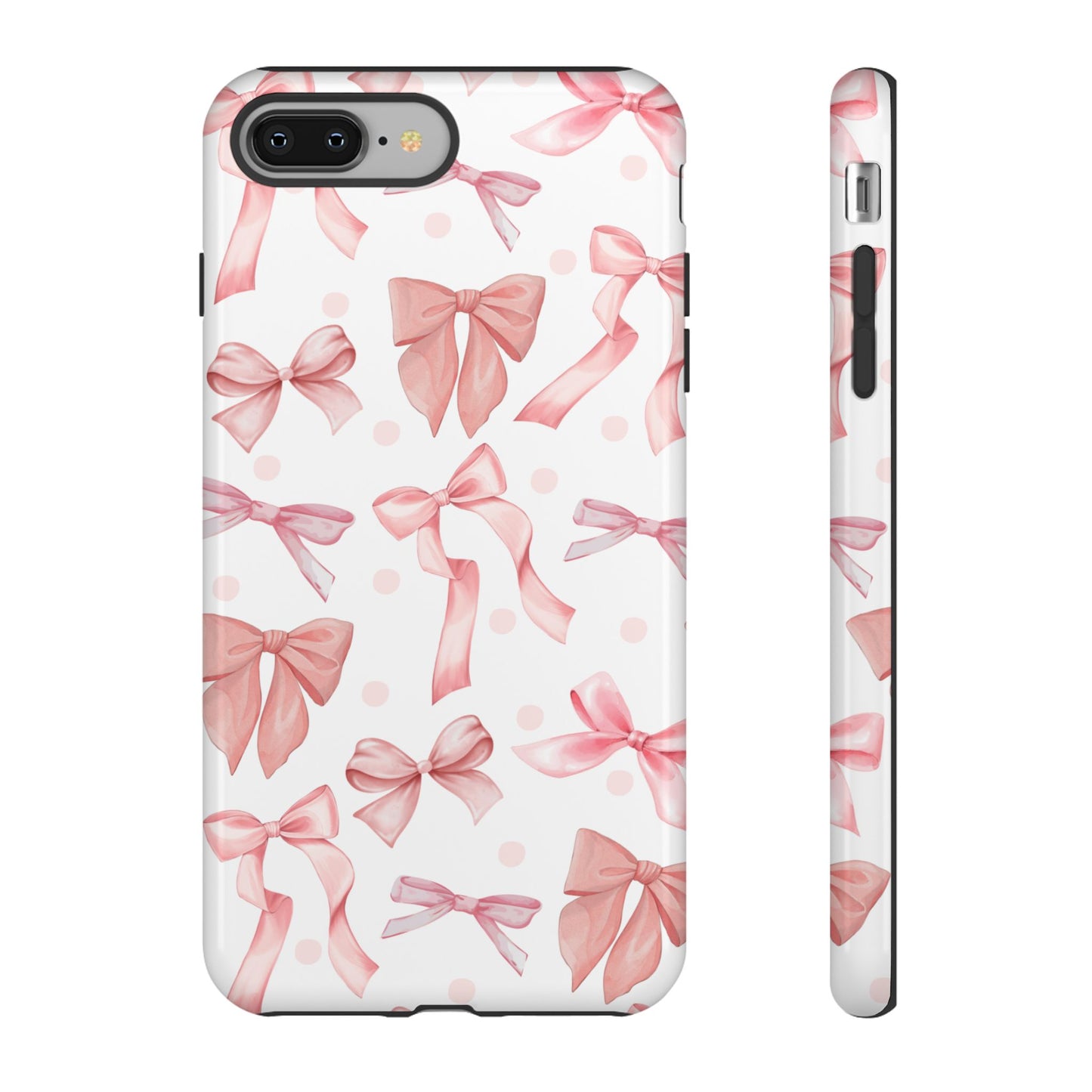 Pink Bows Iphone Phone Case, Polka Dot Bows, Cute Bow Pattern, Girly Phone Case