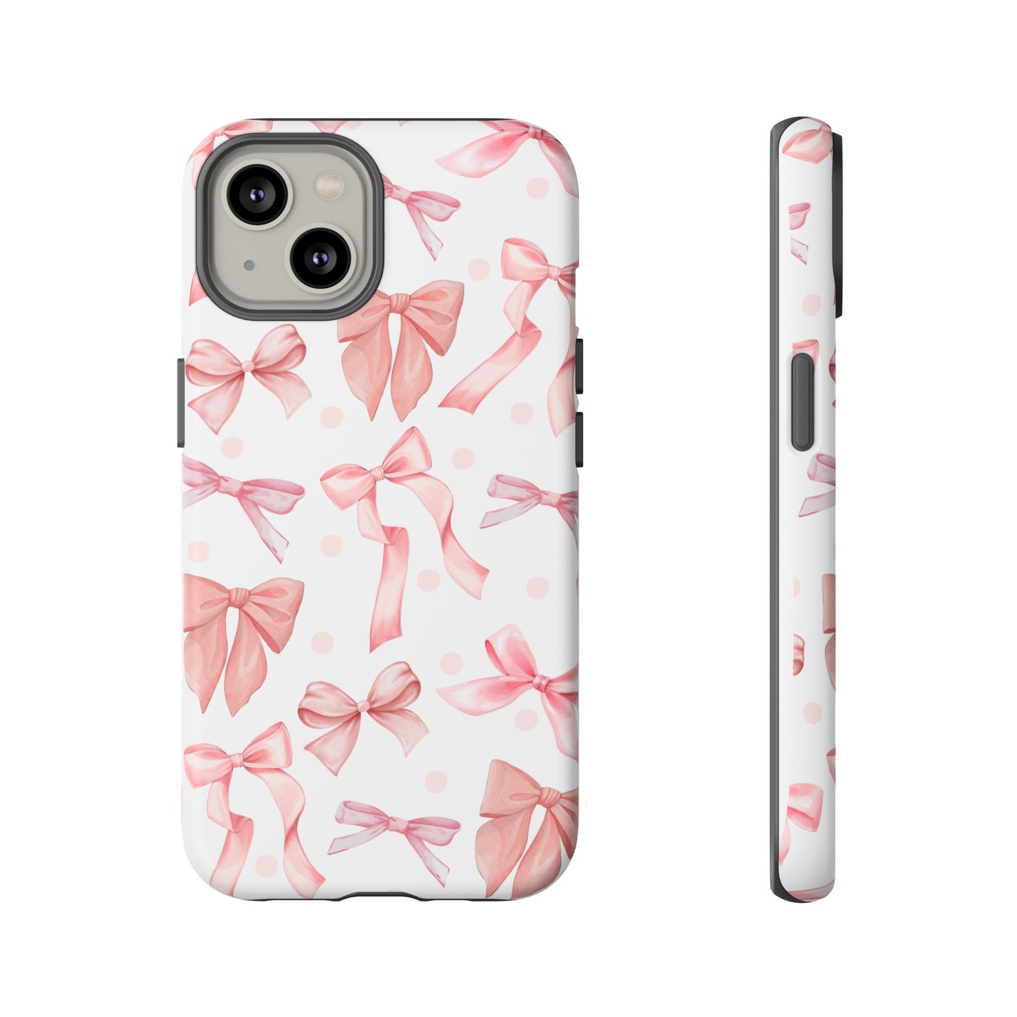 Pink Bows Iphone Phone Case, Polka Dot Bows, Cute Bow Pattern, Girly Phone Case