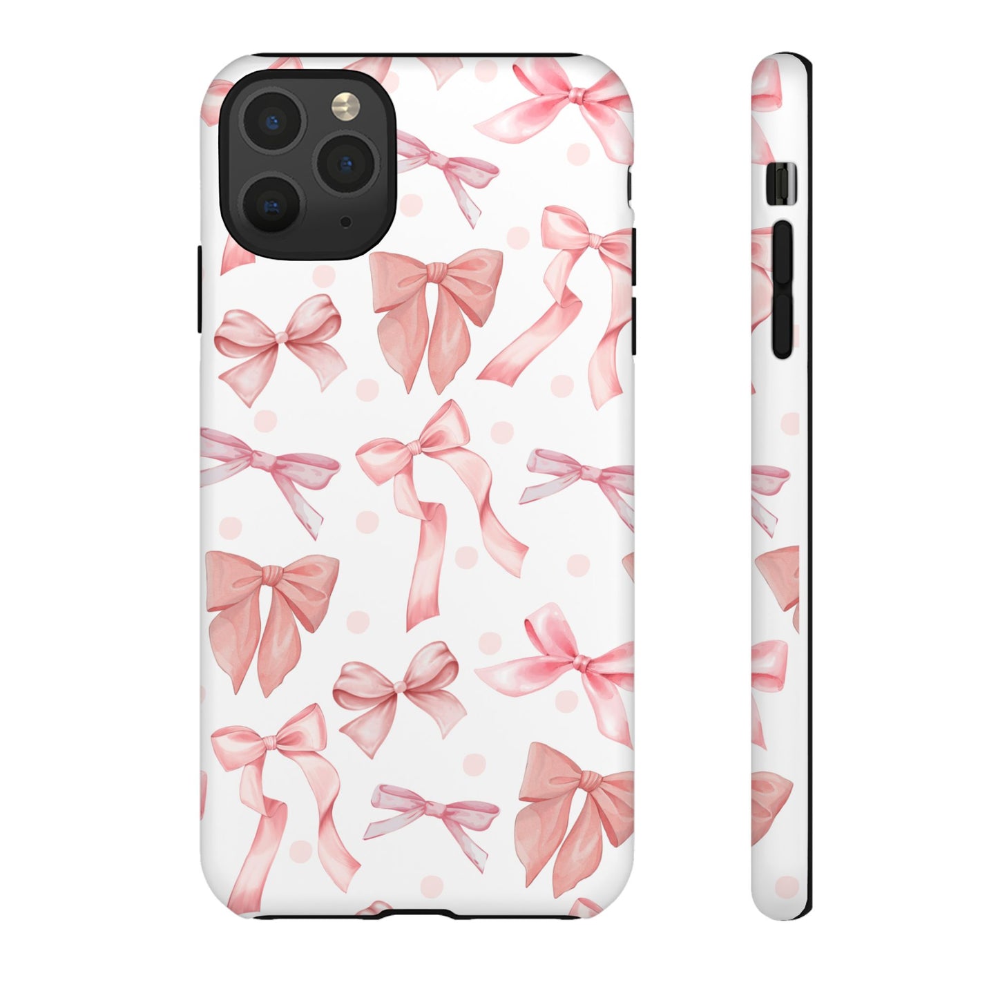 Pink Bows Iphone Phone Case, Polka Dot Bows, Cute Bow Pattern, Girly Phone Case