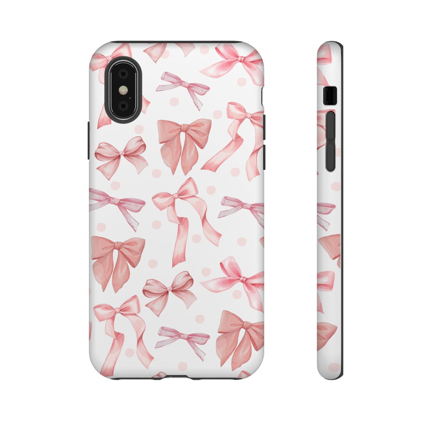 Pink Bows Iphone Phone Case, Polka Dot Bows, Cute Bow Pattern, Girly Phone Case