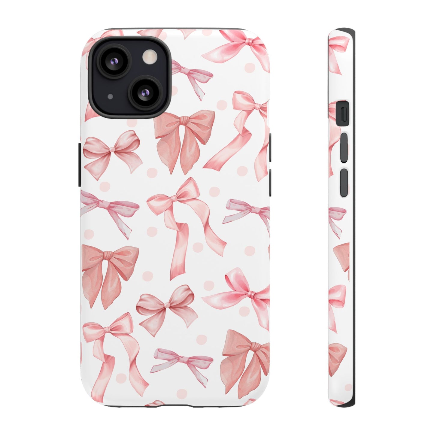 Pink Bows Iphone Phone Case, Polka Dot Bows, Cute Bow Pattern, Girly Phone Case