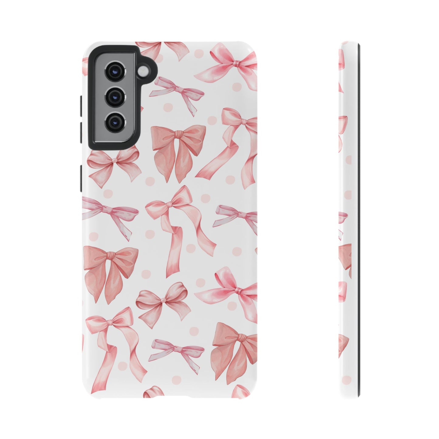 Pink Bows Iphone Phone Case, Polka Dot Bows, Cute Bow Pattern, Girly Phone Case