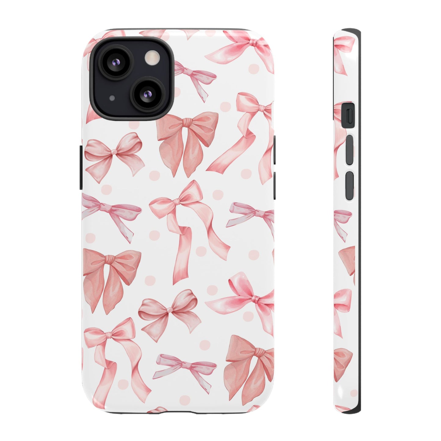 Pink Bows Iphone Phone Case, Polka Dot Bows, Cute Bow Pattern, Girly Phone Case