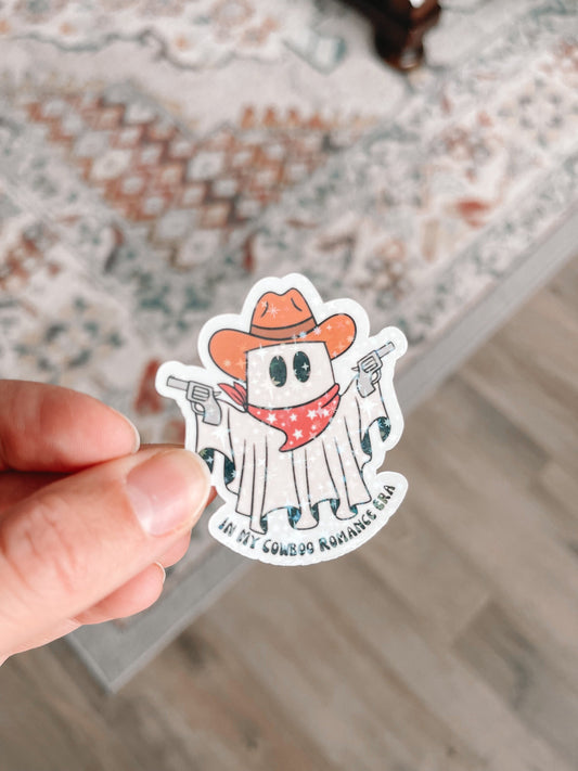 In My Cowboo Romance Era Cowboy Ghost Holographic Sticker