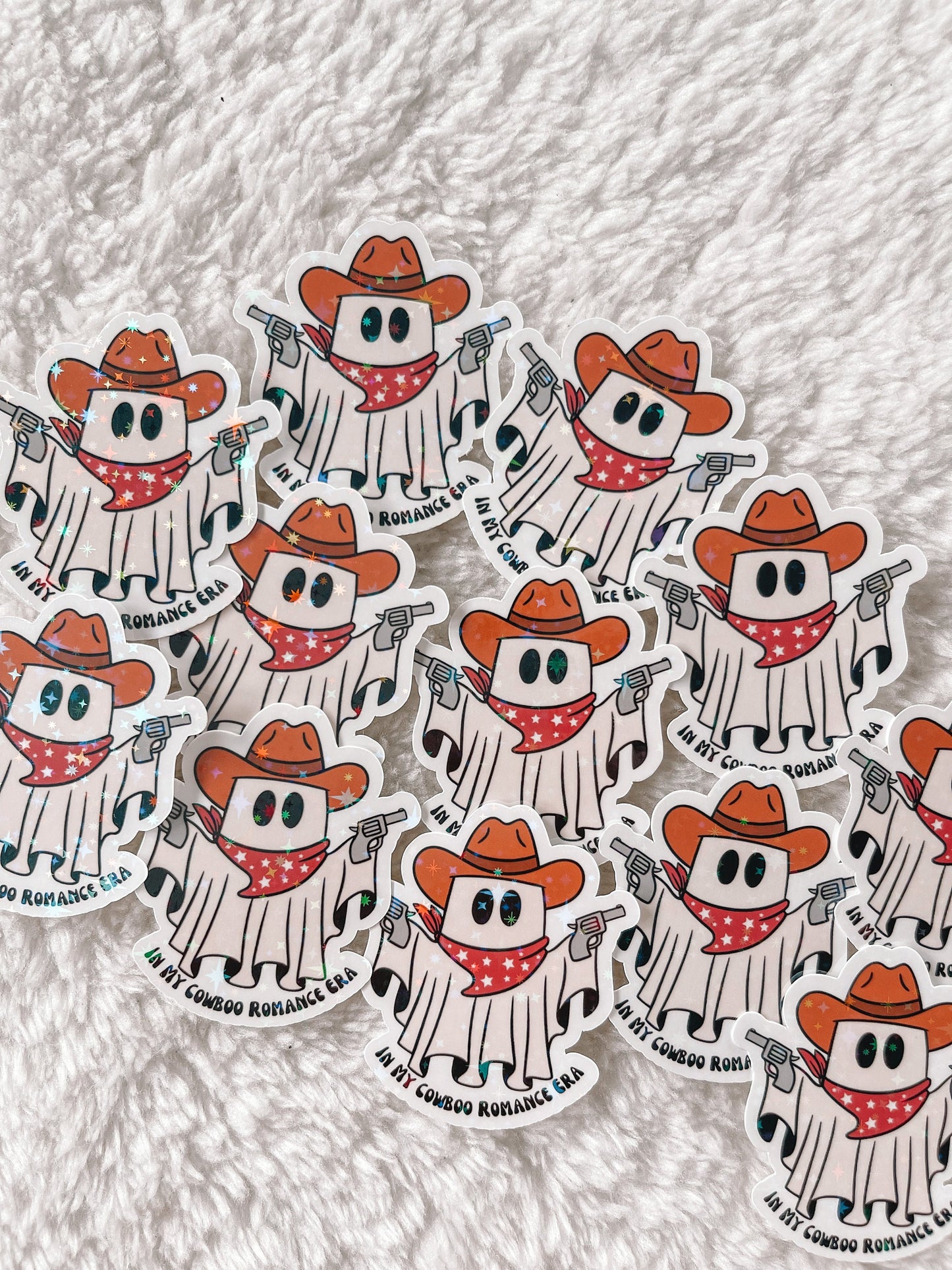 In My Cowboo Romance Era Cowboy Ghost Holographic Sticker