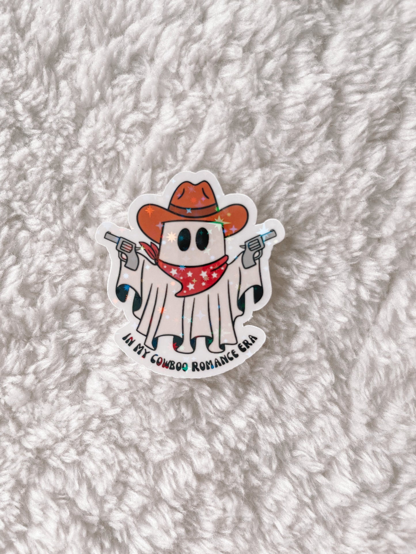 In My Cowboo Romance Era Cowboy Ghost Holographic Sticker