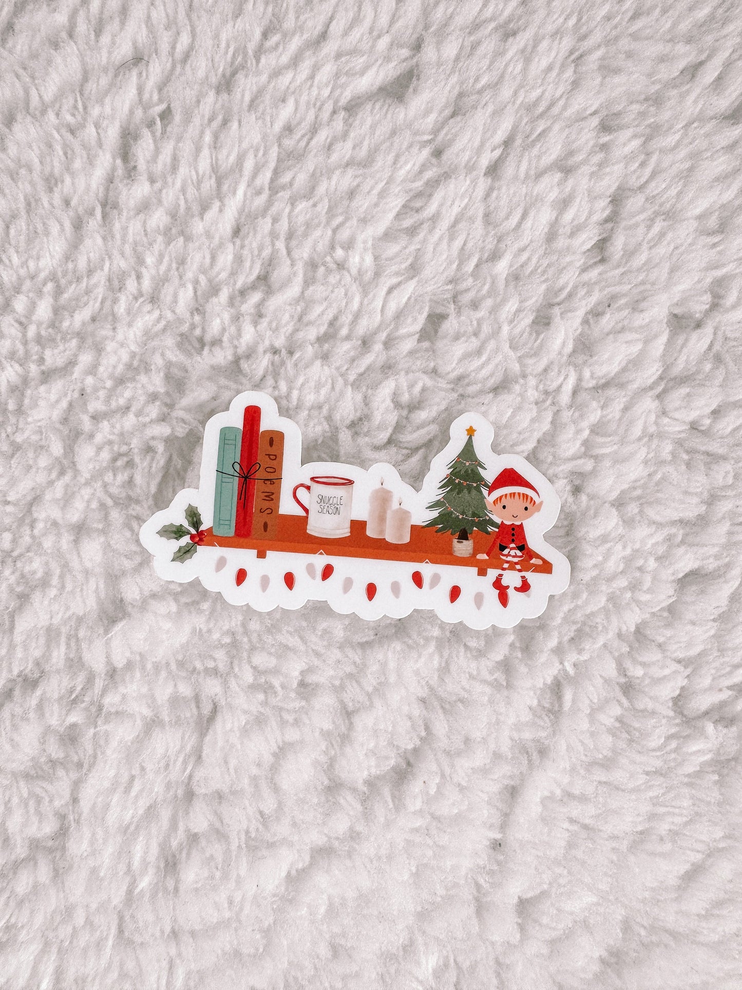 Christmas Bookshelf Christmas Sticker