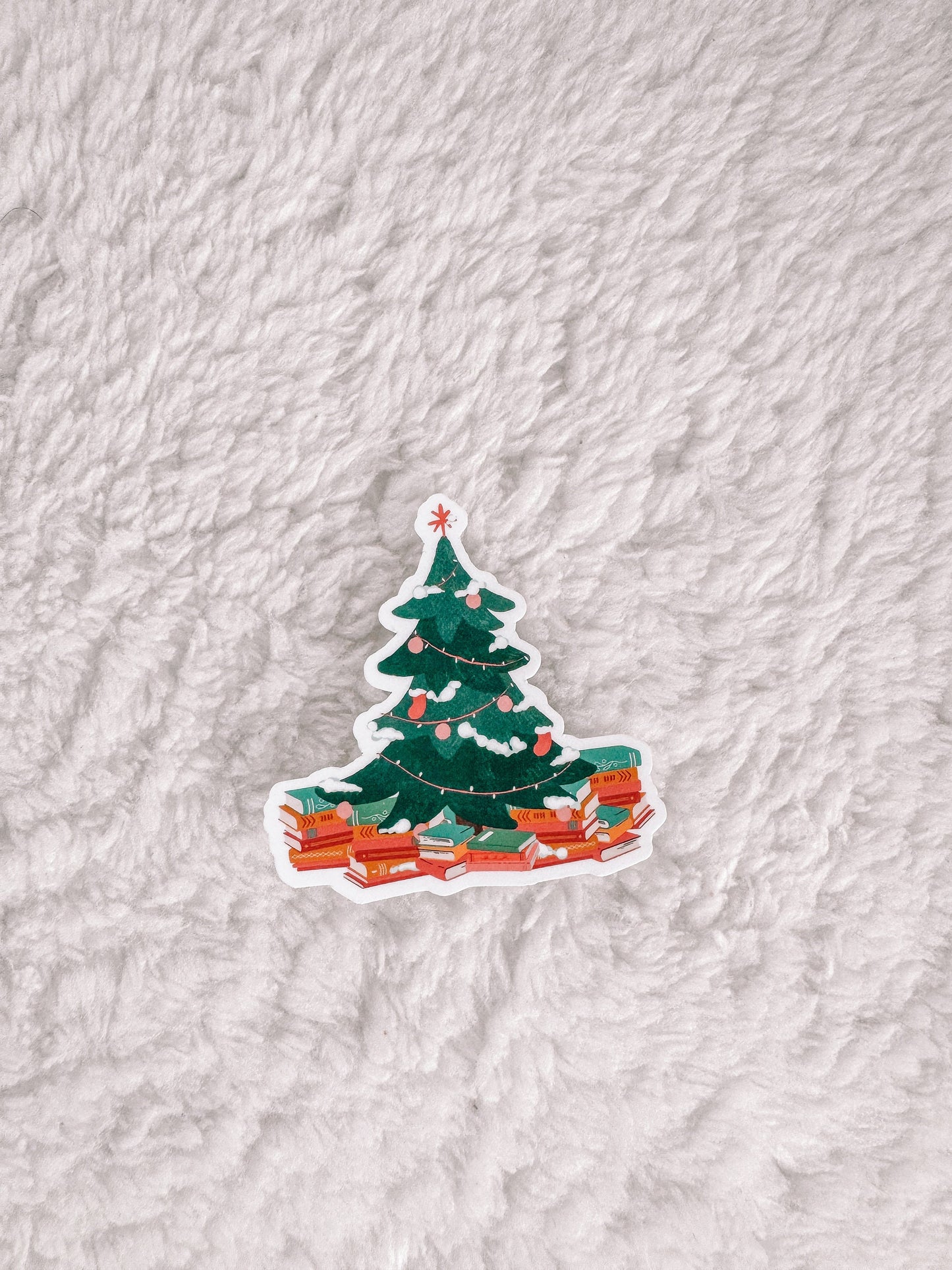 Books Under The Tree Christmas Sticker