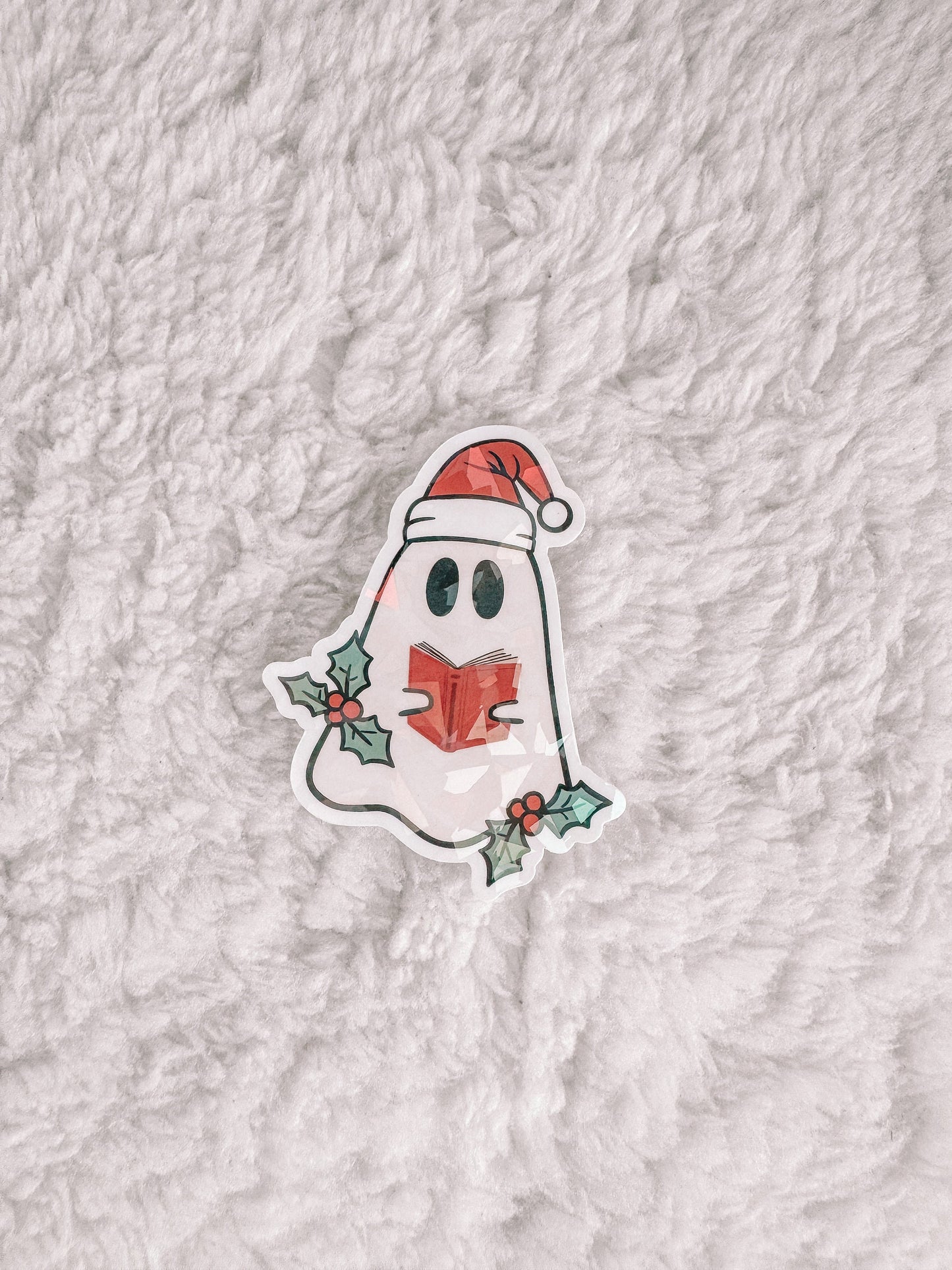 Christmas Reading Ghost Holographic Sticker