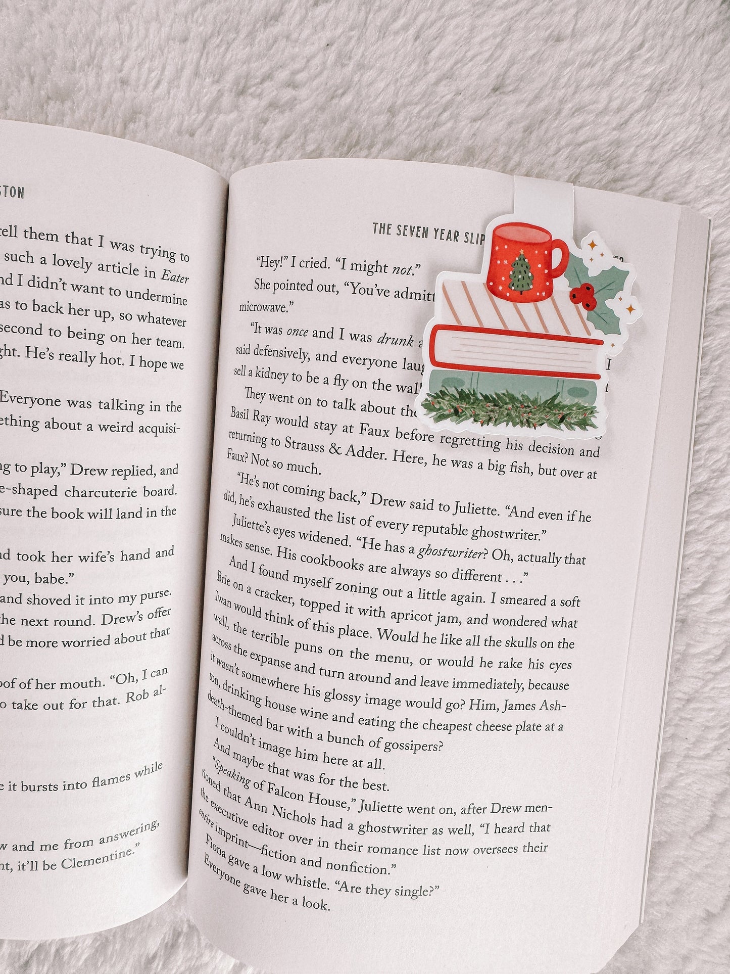 Christmas Book Stack and Coffee Magnetic Bookmark