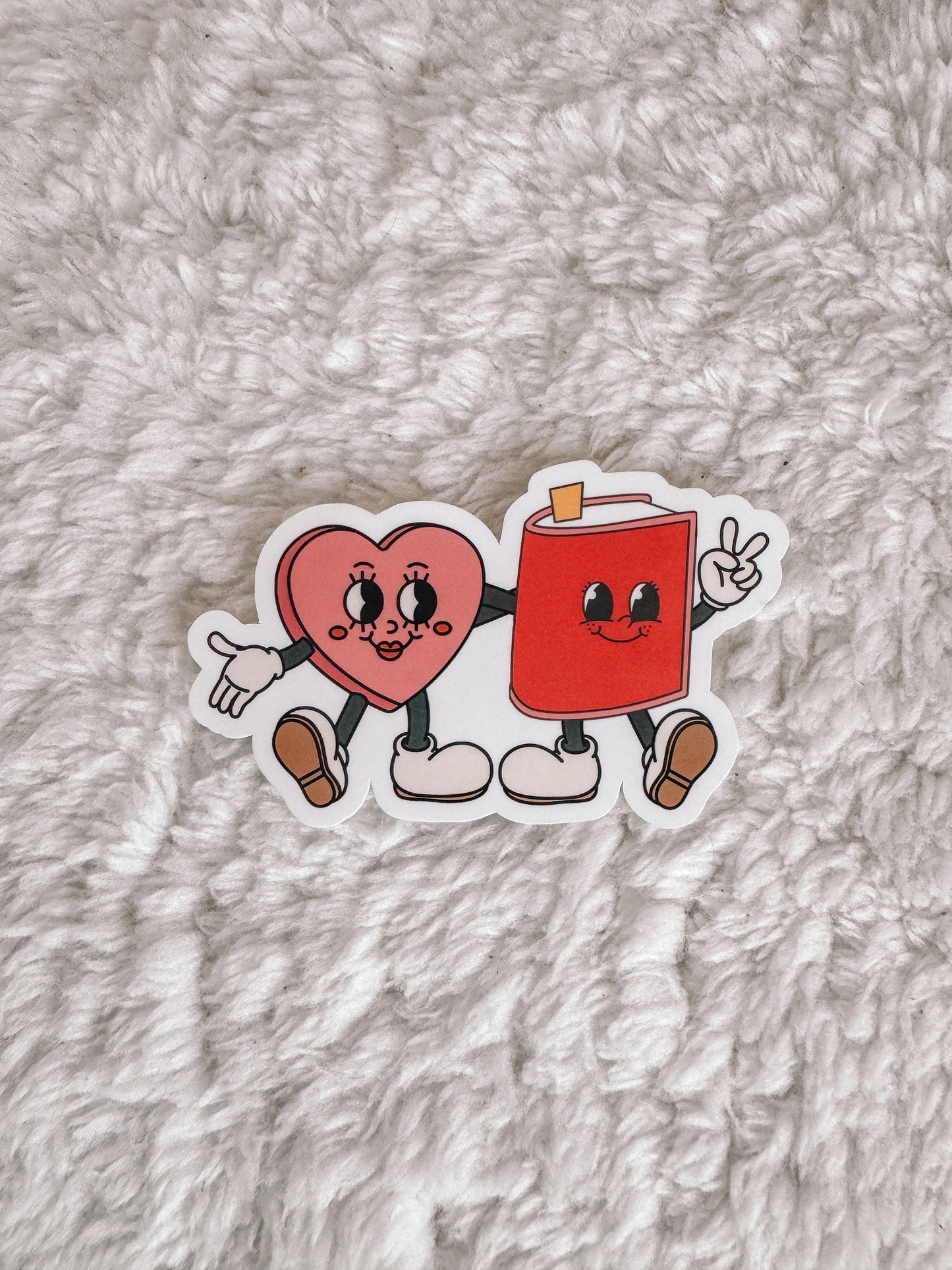 Retro Book Lover Valentine’s Day Sticker