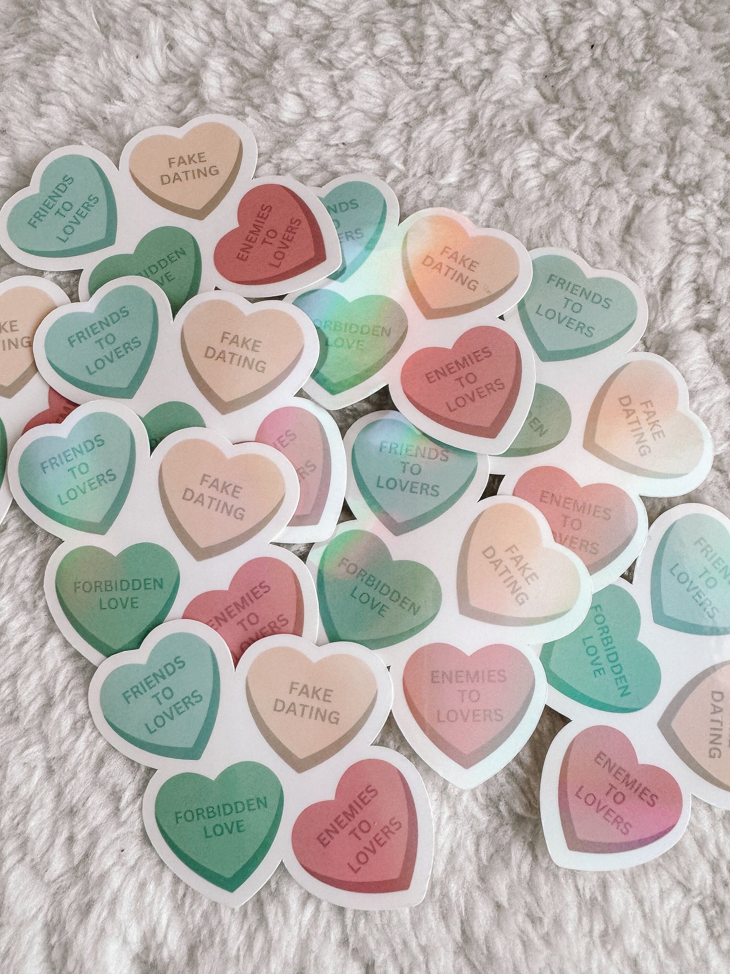 Candy Heart Tropes Holographic Sticker