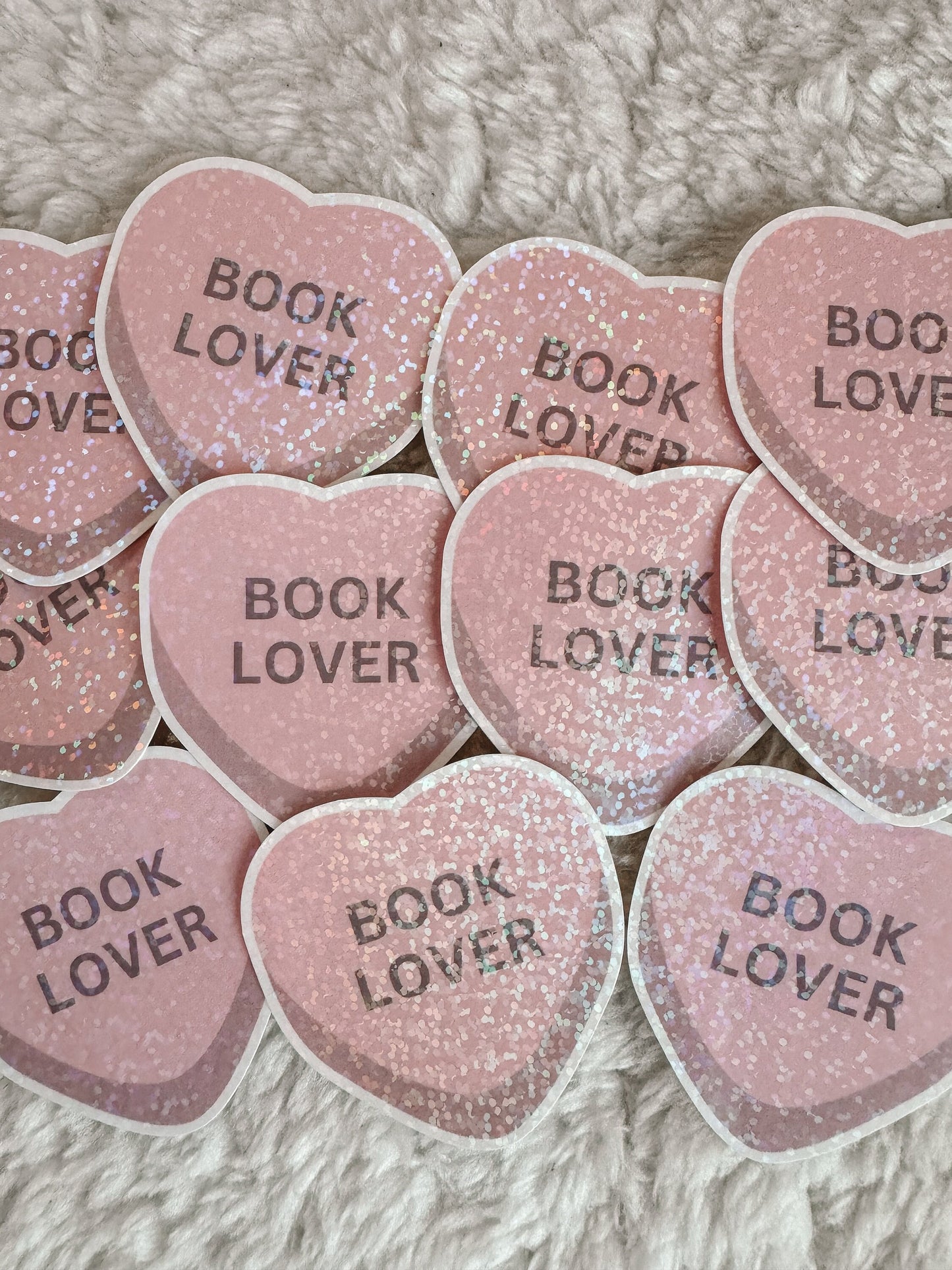 Book Lover Candy Heart Holographic Sticker