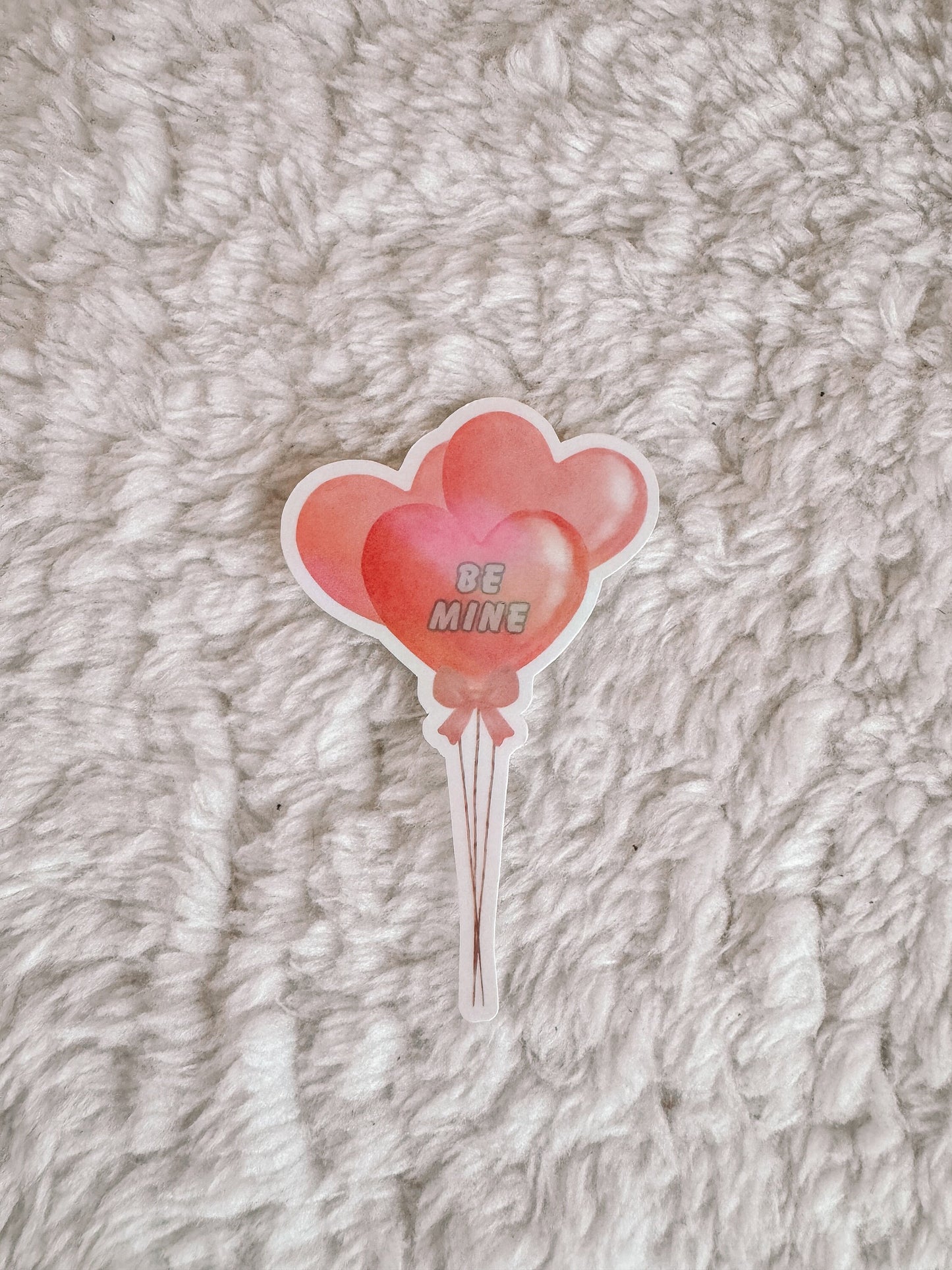 Be Mine Heart Balloons Holographic Sticker