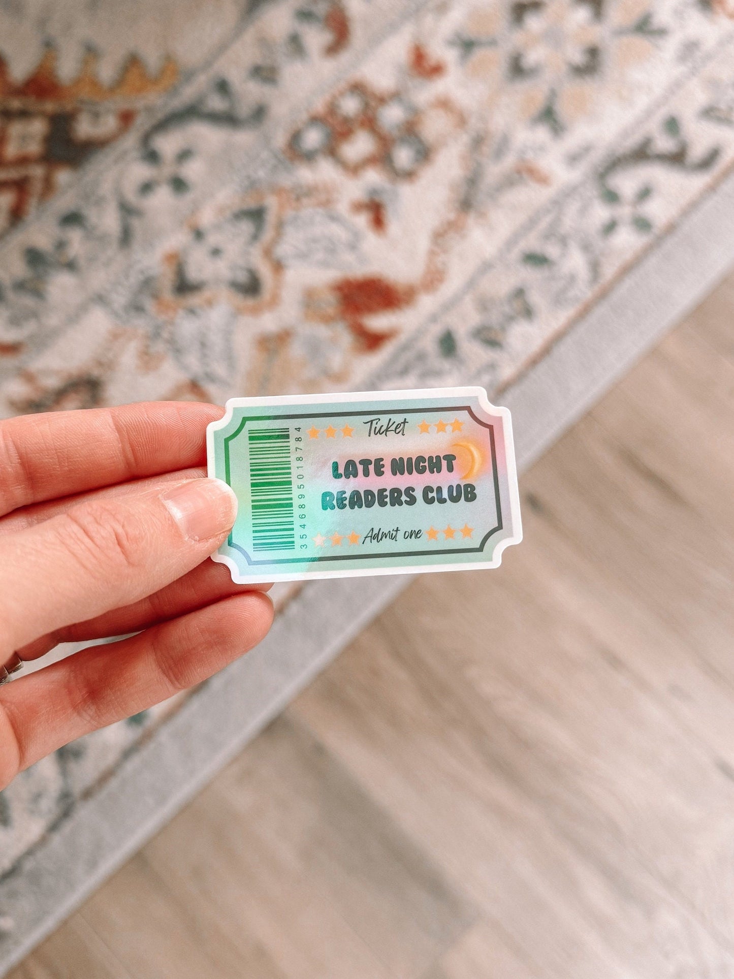 Late Night Readers Club Ticket Holographic Sticker