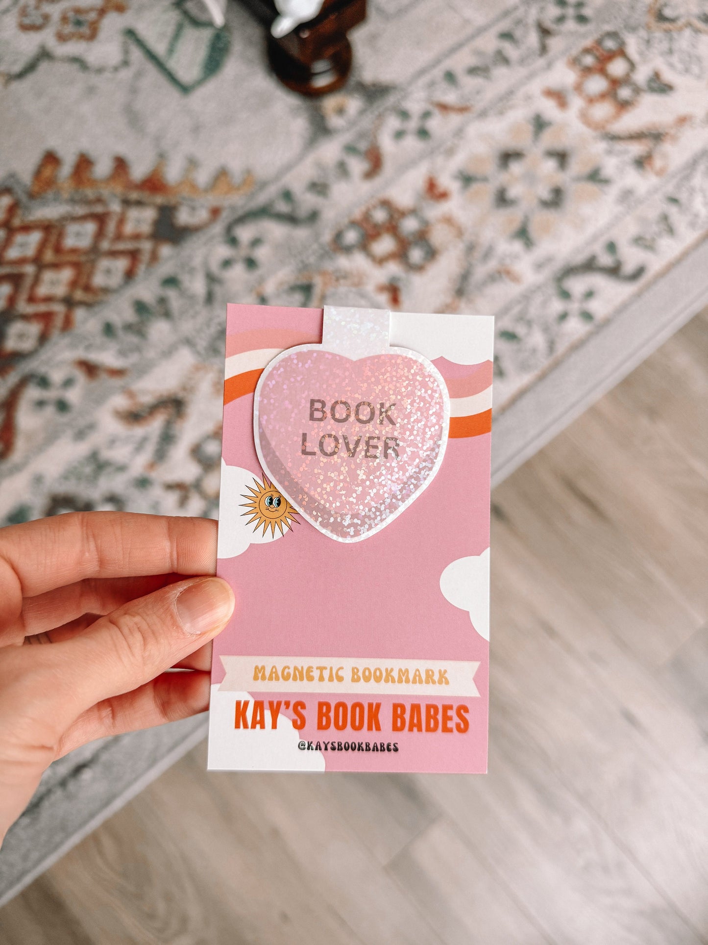 Book Lover Conversation Candy Heart Holographic Magnetic Bookmark