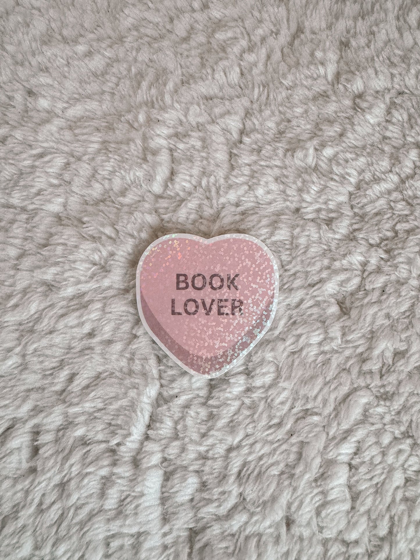 Book Lover Candy Heart Holographic Sticker