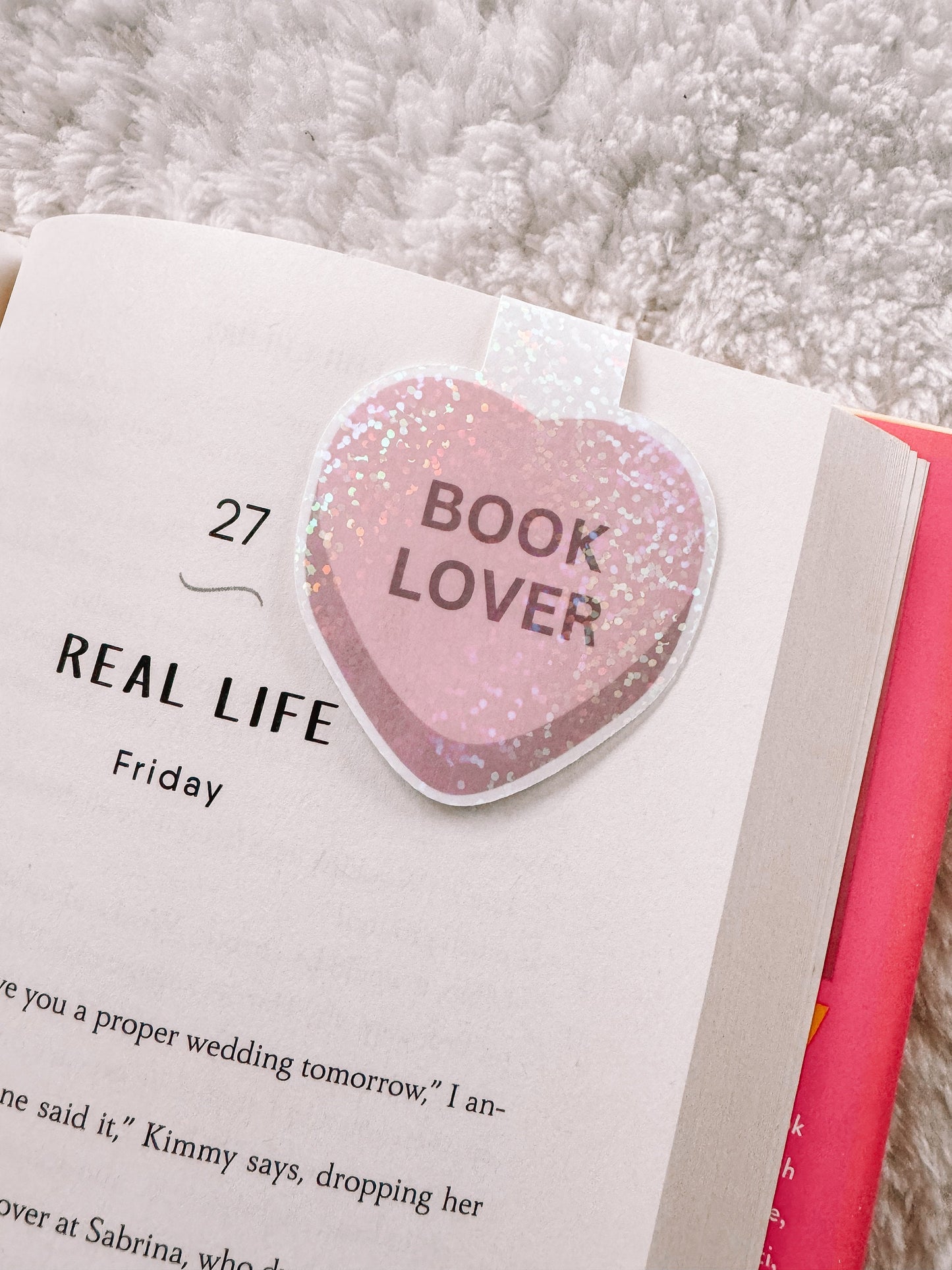 Book Lover Conversation Candy Heart Holographic Magnetic Bookmark