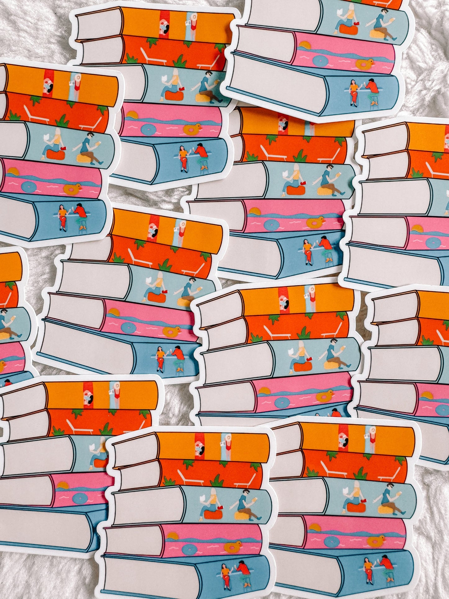 Em Hen Book Stack Sticker