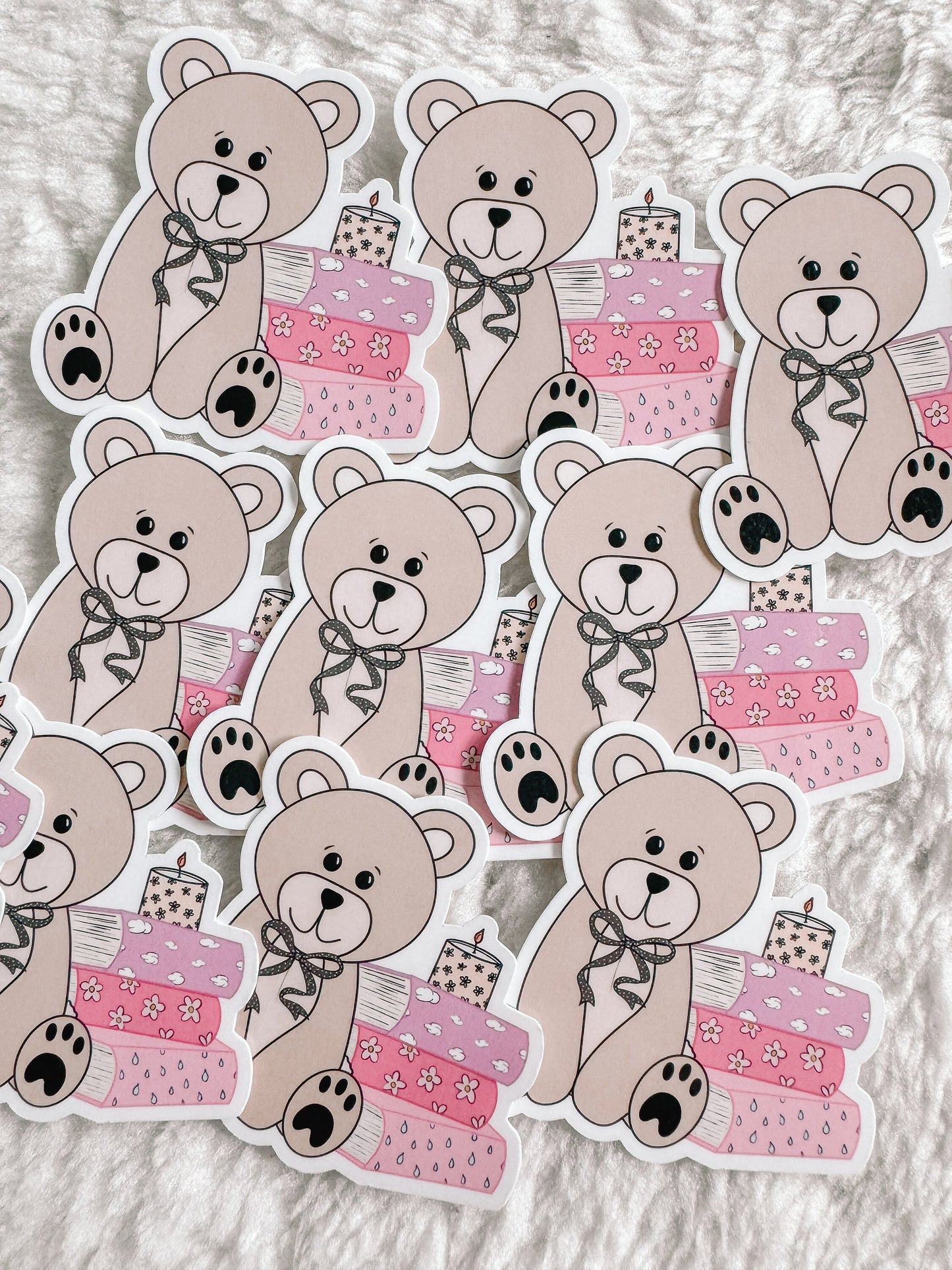 Teddy Bear Book Stack Sticker