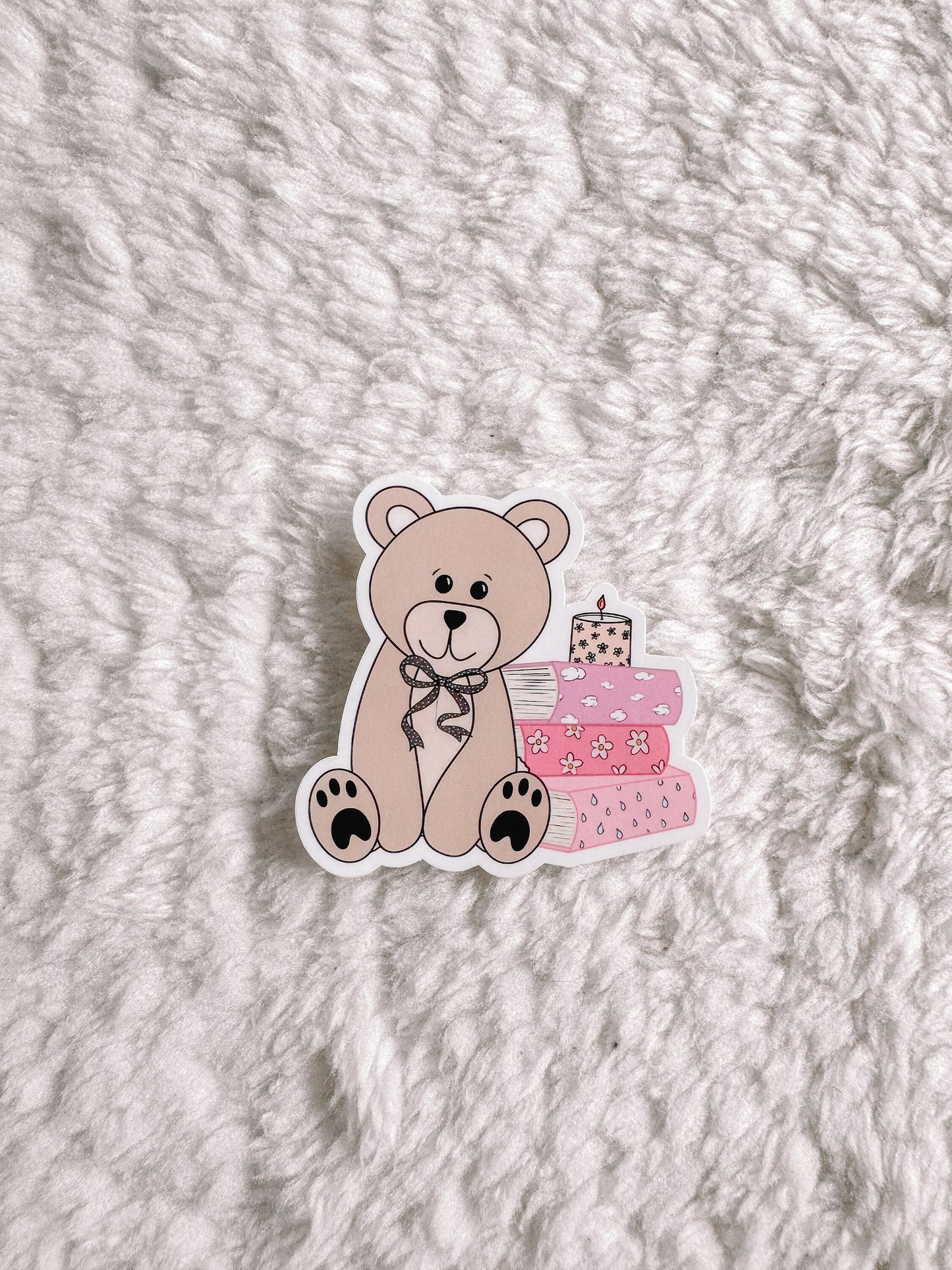 Teddy Bear Book Stack Sticker