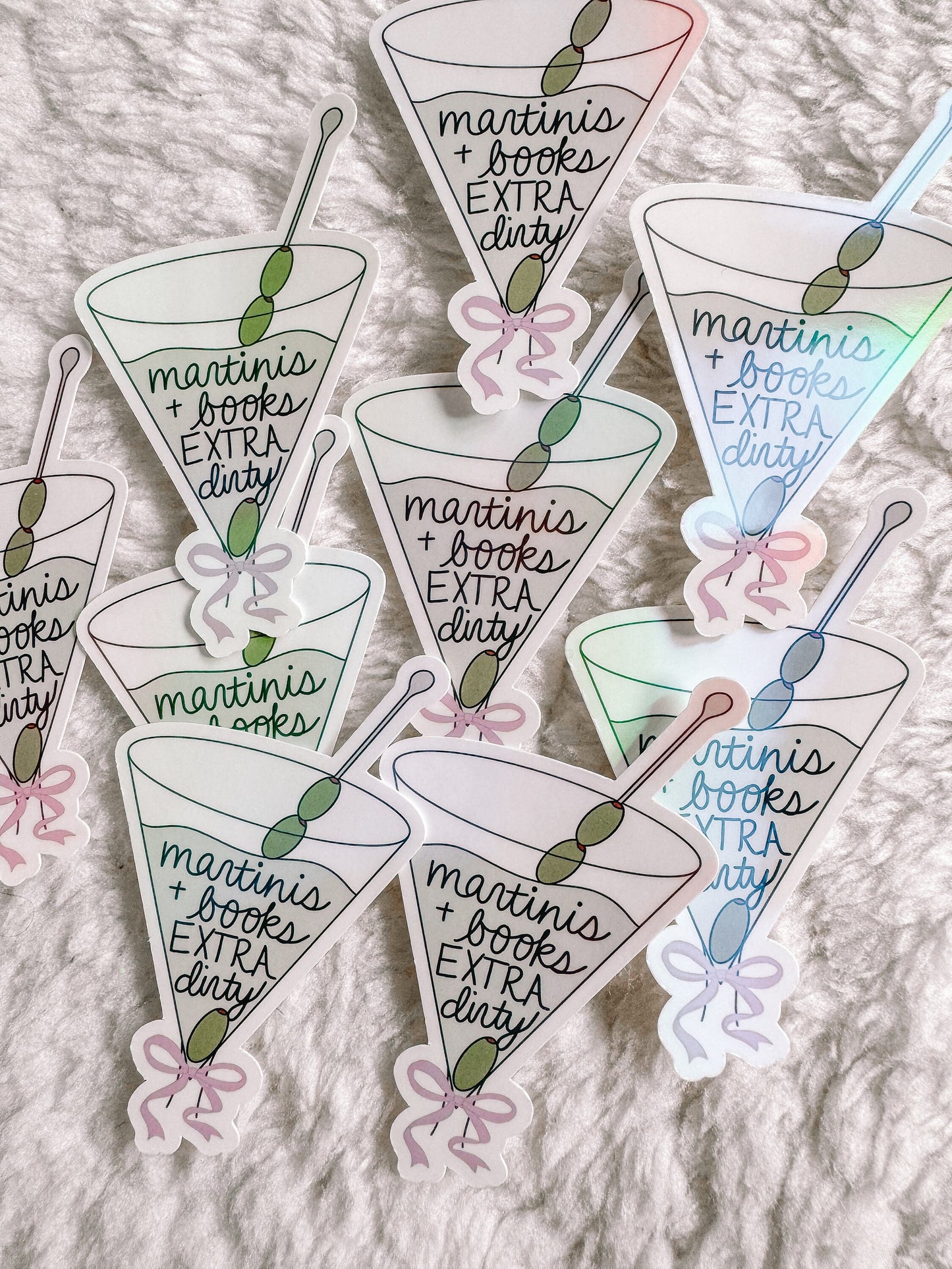 Martinis + Books Extra Dirty Holographic Sticker