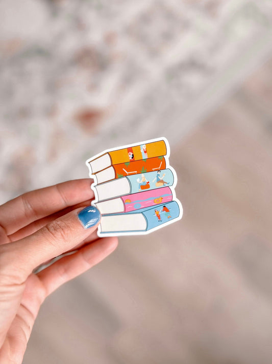 Em Hen Book Stack Sticker